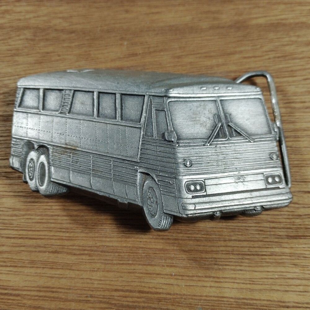 Bergamot Brass Works Belt Buckle Vintage BUS RV Camper Transportation 1978